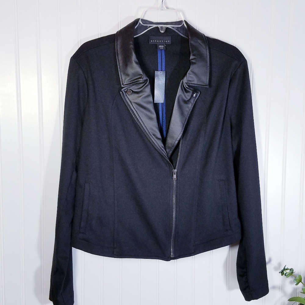 New ATTENTION Knit Motorcycle Moto Jacket Black XL